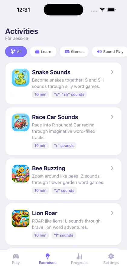 Little Words app: activities and games