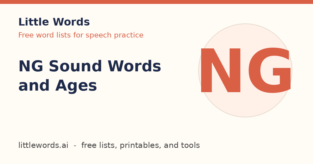 NG Sound Words and Ages, Little Words illustrated card