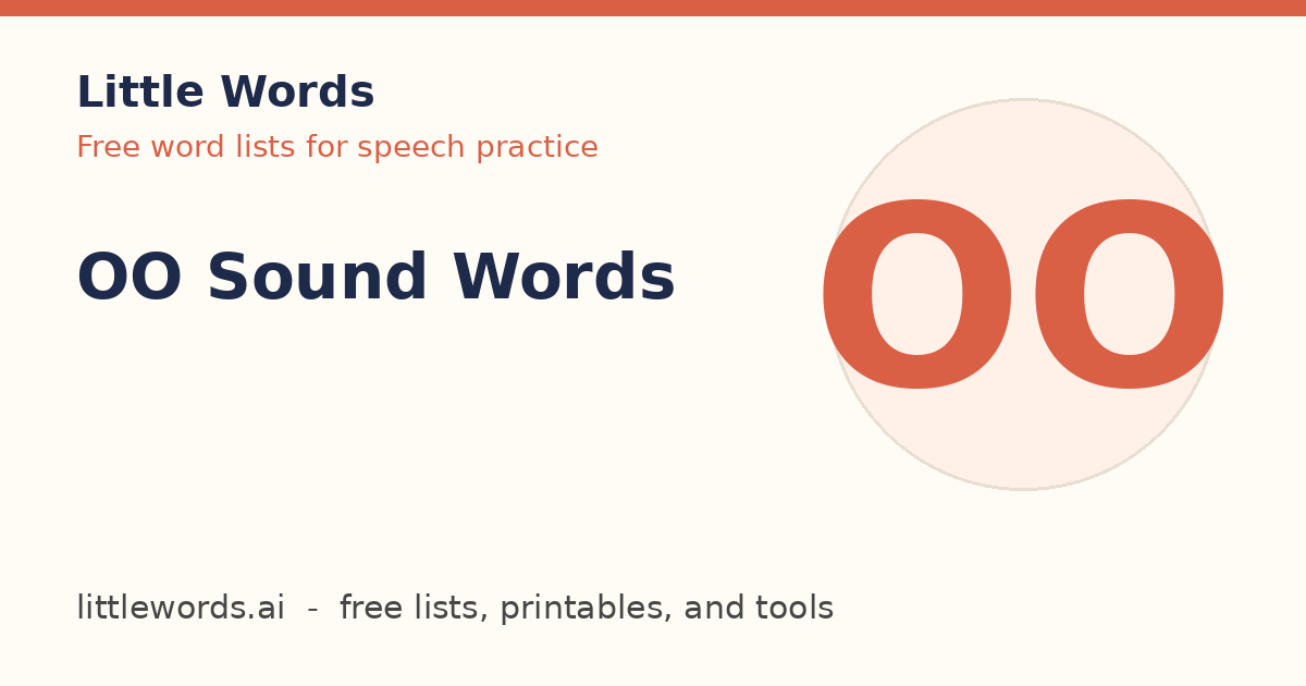 OO Sound Words, Little Words illustrated card
