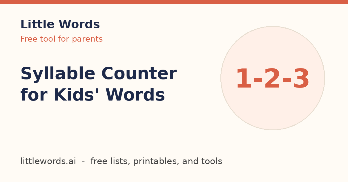 Syllable Counter for Kids' Words, Little Words illustrated card