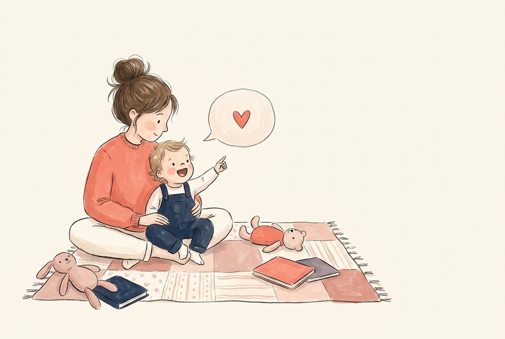 A parent and child practicing together at home