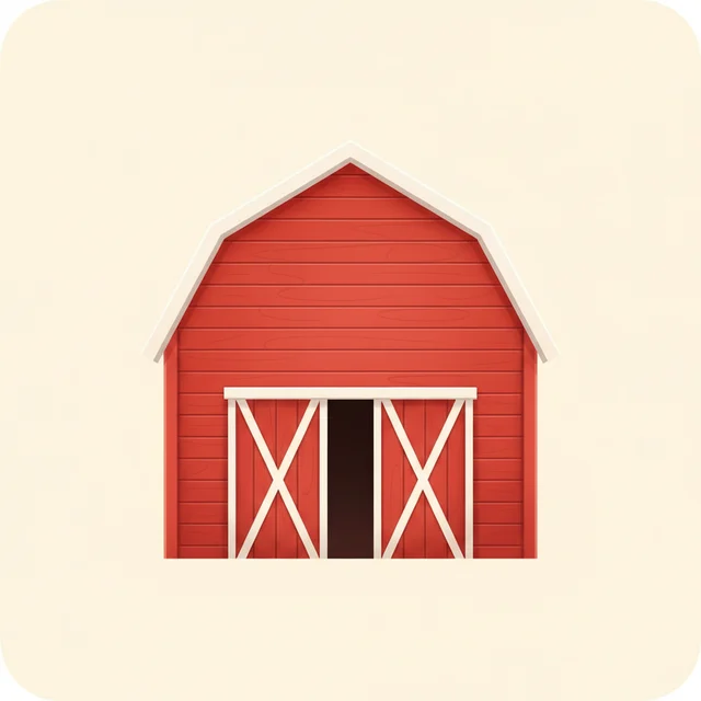 barn — illustrated flashcard