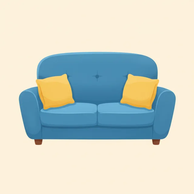 couch — illustrated flashcard