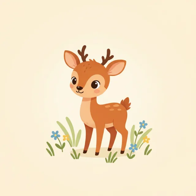 deer — illustrated flashcard