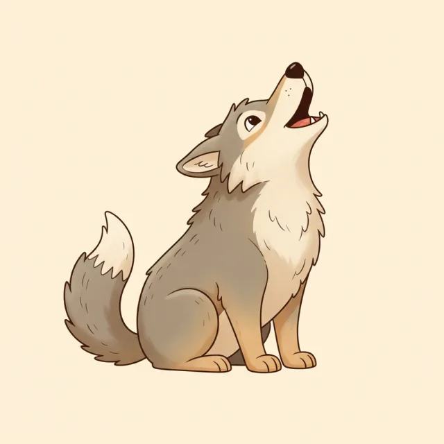 wolf — illustrated flashcard