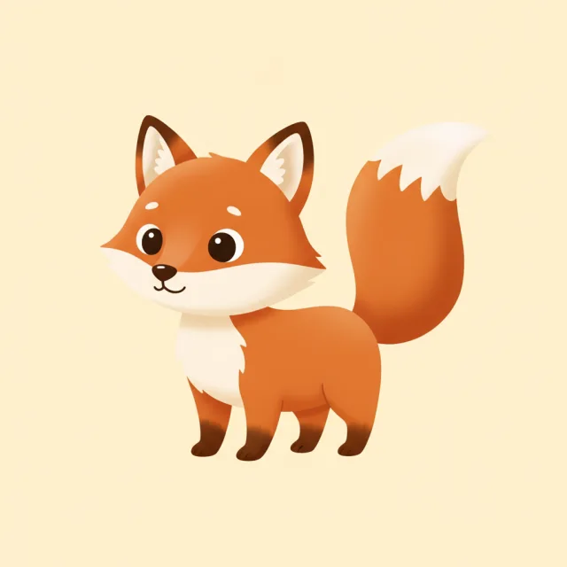 fox — illustrated flashcard