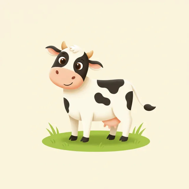 cow — illustrated flashcard