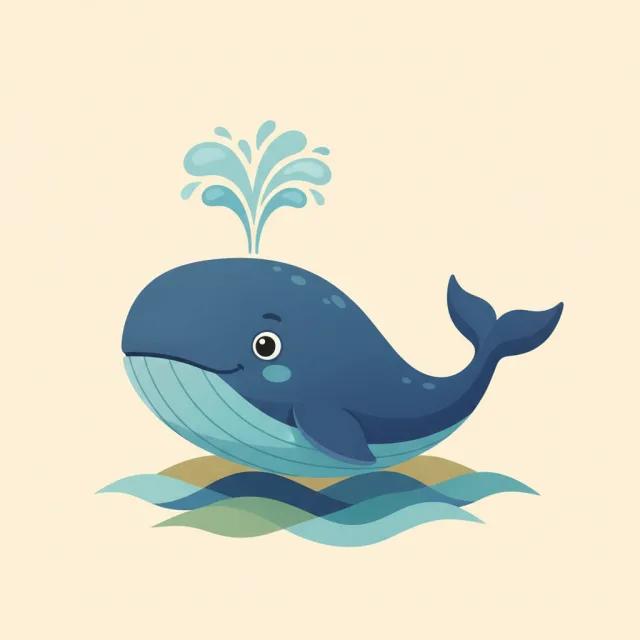whale — illustrated flashcard