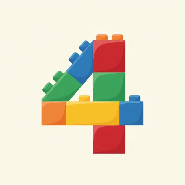 four — illustrated flashcard