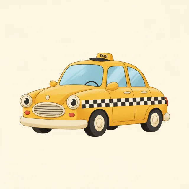taxi — illustrated flashcard