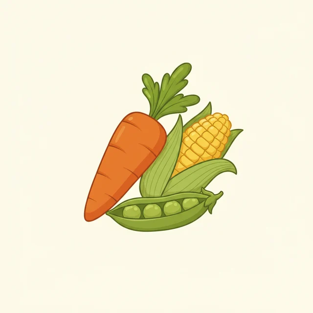 vegetables — illustrated flashcard