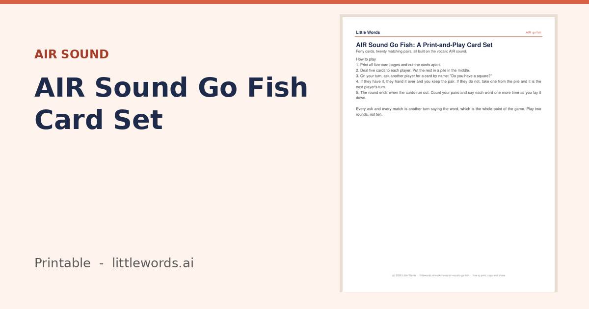 AIR Sound Go Fish Card Set, a Little Words printable
