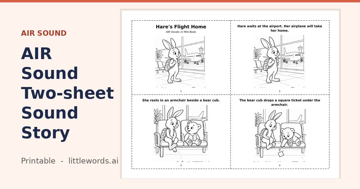 AIR Sound Two-sheet Sound Story Mini Book, a Little Words printable