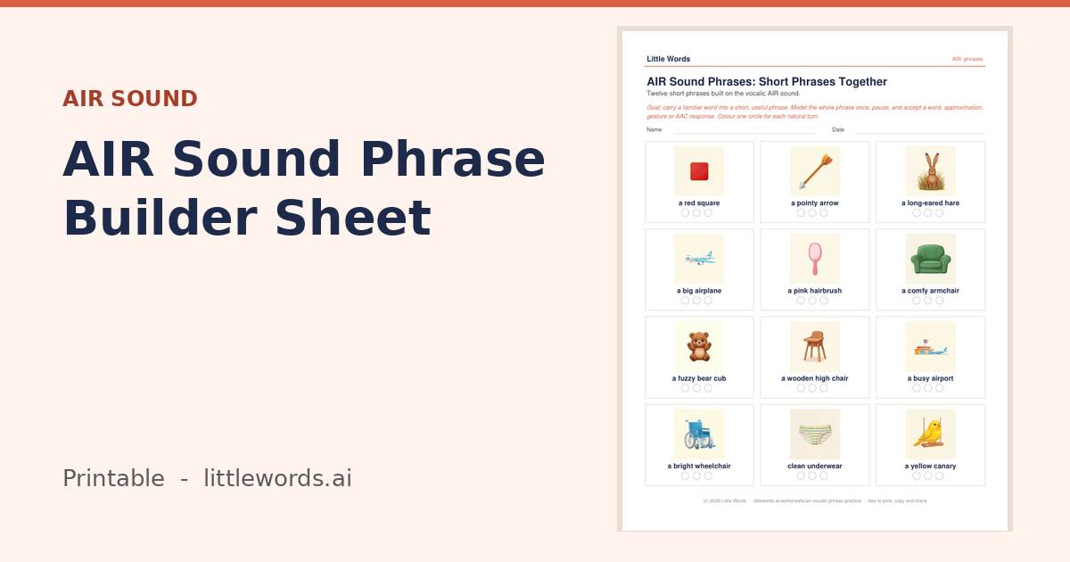 AIR Sound Phrase Builder Sheet, a Little Words printable