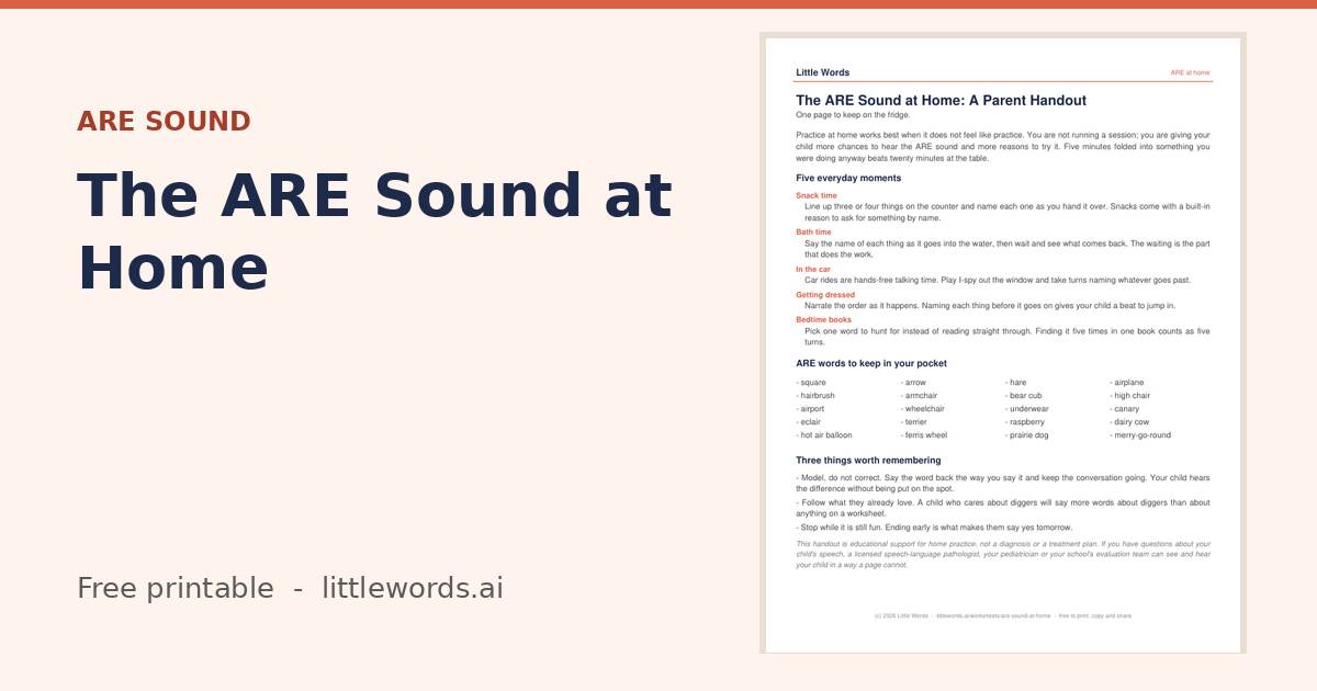 The ARE Sound at Home, a Little Words printable