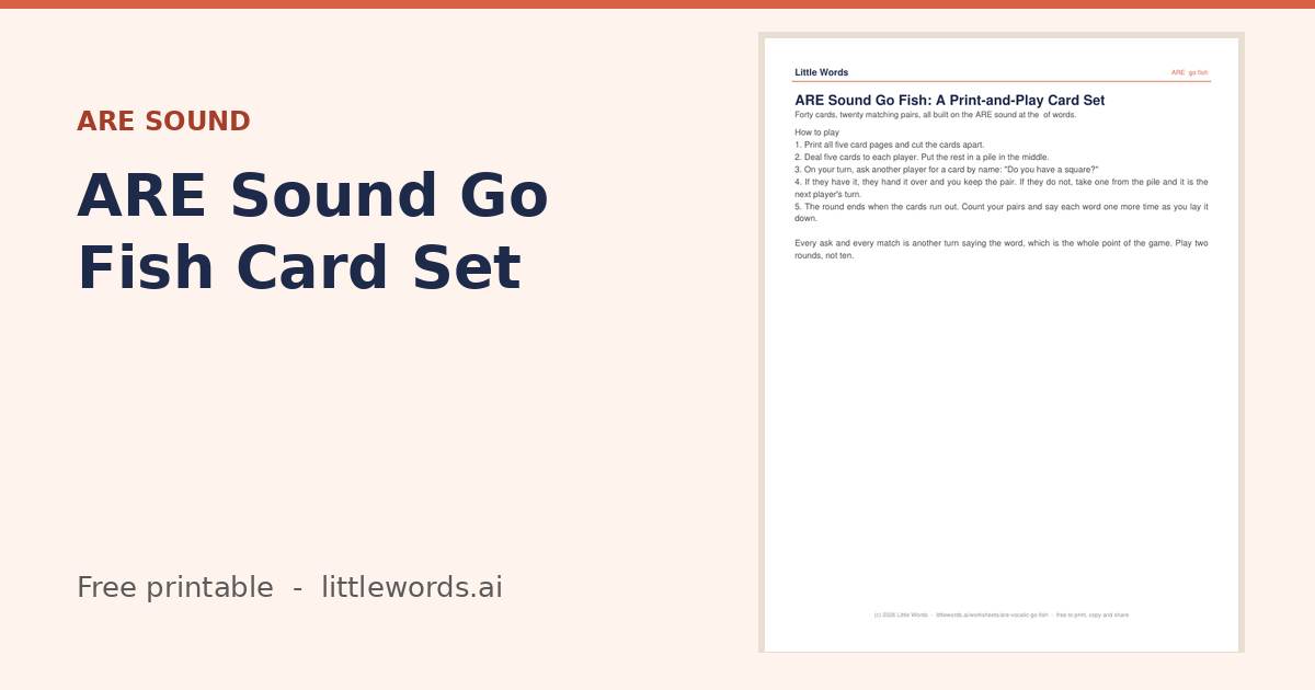 ARE Sound Go Fish Card Set, a Little Words printable