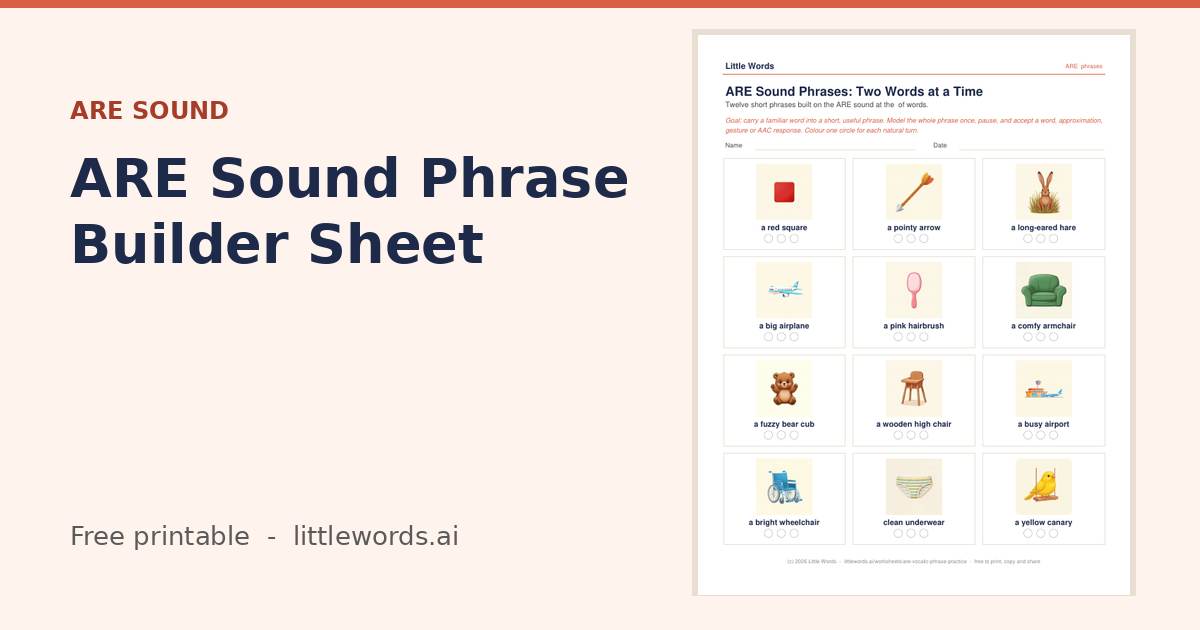 ARE Sound Phrase Builder Sheet, a Little Words printable