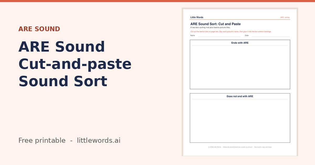 ARE Sound Cut-and-paste Sound Sort, a Little Words printable