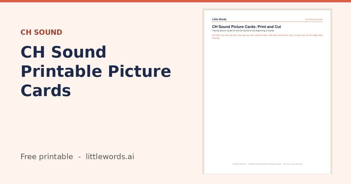 CH Sound Printable Picture Cards, a free Little Words printable