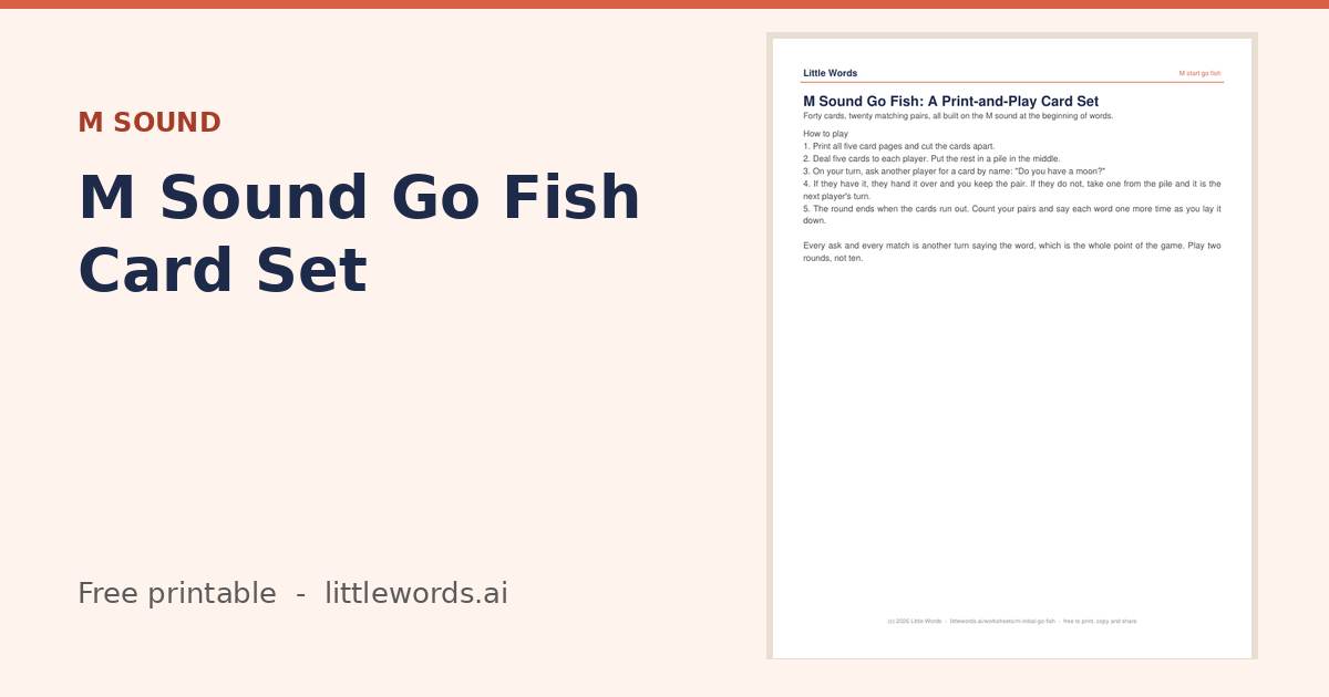 M Sound Go Fish Card Set, a free Little Words printable