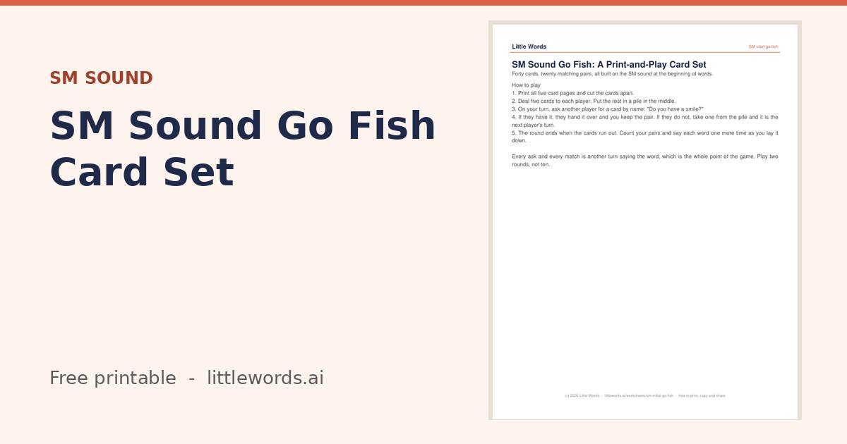 Initial SM Sound Go Fish Card Set, a Little Words printable