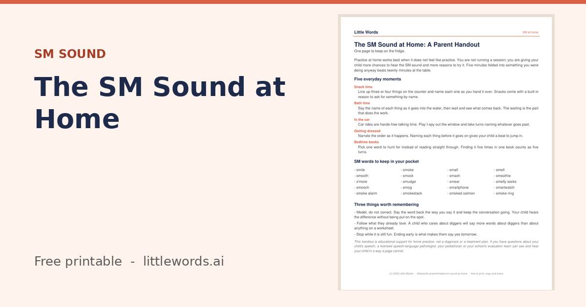 The SM Sound at Home, a Little Words printable