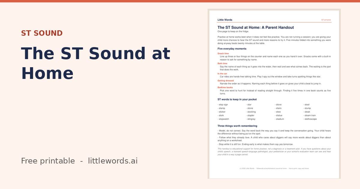 The ST Sound at Home, a Little Words printable