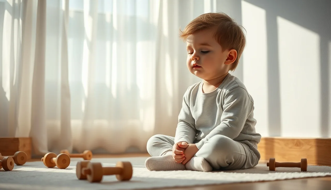 Child sitting quietly with eyes closed, appearing to listen to internal thoughts