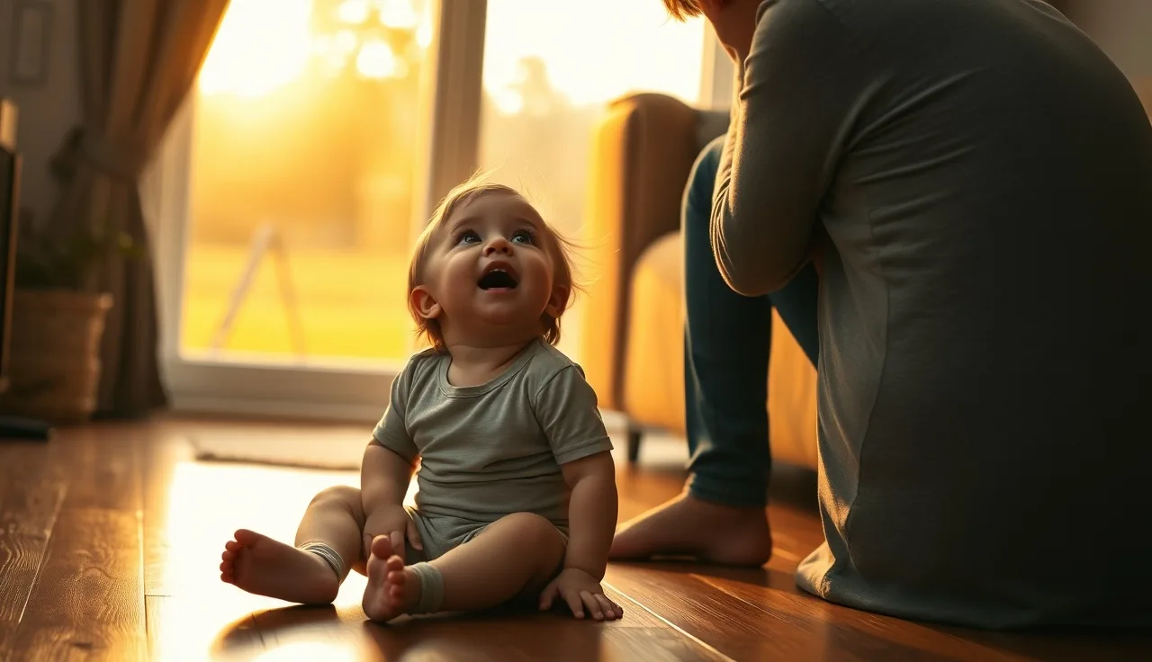 Young child making a speech sound with an attentive adult during home practice