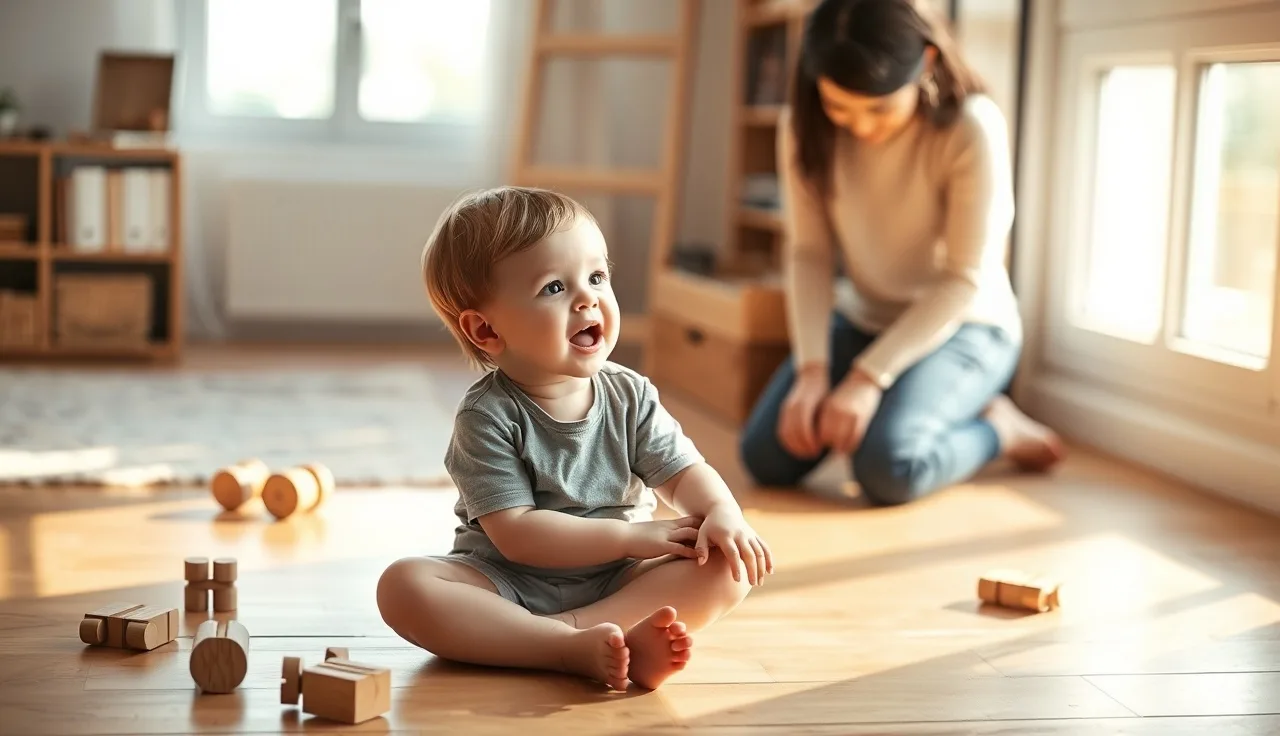 Young child speaking to an adult during a home communication moment