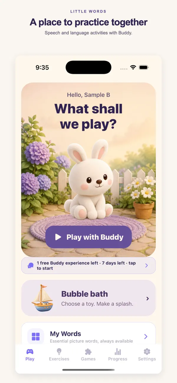 Little Words home, from the current App Store listing